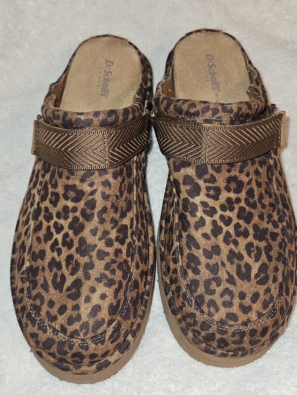 Dr. Scholl's Leopard Print Slip-On Clogs in Brown